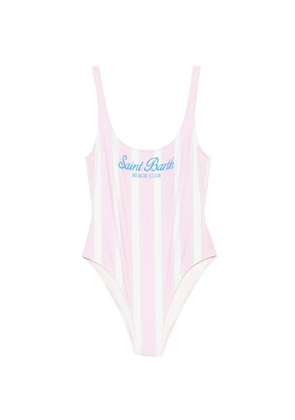 MC2 Saint Barth striped logo-print swimsuit - Pink