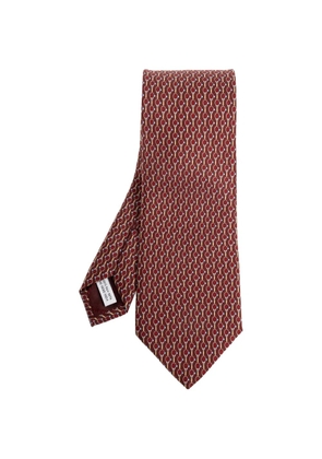 Ferragamo tennis-racket silk tie - Red