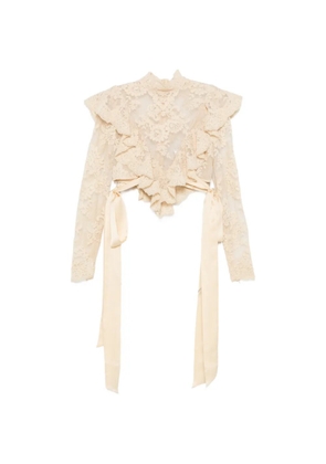 ZIMMERMANN Luna ruffled lace-embroidered top - Neutrals