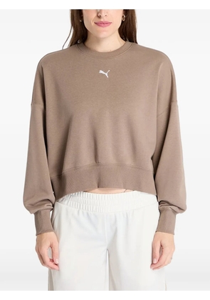 PUMA logo-embroidered cropped sweater - Brown