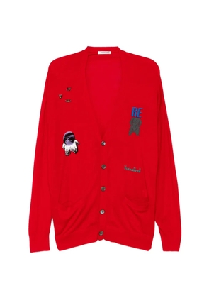 Undercover graphic-print V-neck cardigan - Red