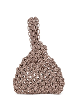Hibourama Niky metallic-knit handbag - Brown