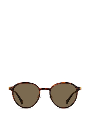 Polaroid round-frame clip-on sunglasses - Brown