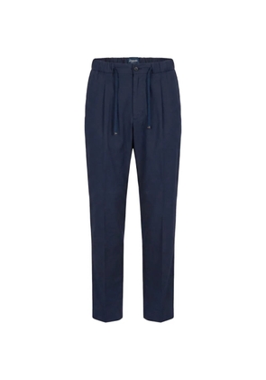 Drumohr drawstring-detail pleated cotton trousers - Blue