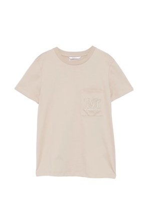 Max Mara logo-embroidered pocket T-shirt - Neutrals