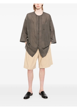 Yohji Yamamoto semi-sheer wide-sleeve shirt - Grey