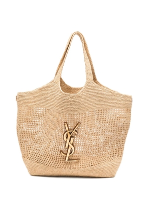 Saint Laurent Icare Cassandre raffia tote bag - Neutrals