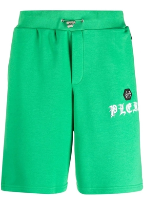 Philipp Plein 'Gothic' logo-plaque track shorts - Green