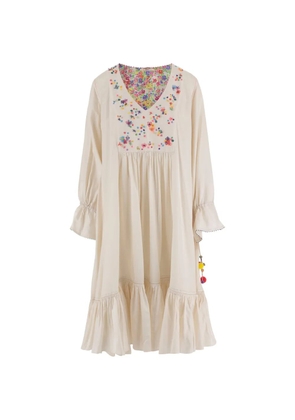 Pero floral-embroidered dress - Neutrals