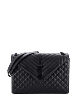 Saint Laurent Pre-Owned Classic Monogram Envelope Satchel Mixed Matelasse Leather Large shoulder bag - Black
