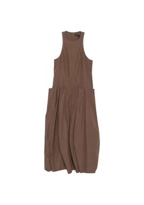 Tibi pleated-skirt sleeveless midi dress - Brown