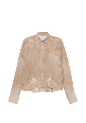 Ermanno Scervino embroidered lace-detail shirt - Neutrals