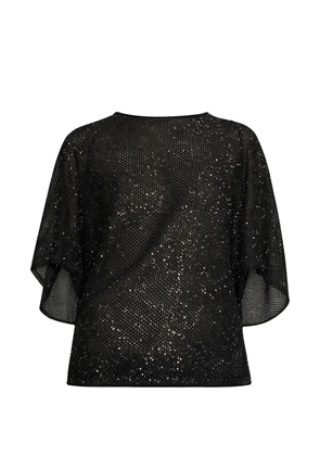 Circus Hotel sequin-embellished open-knit top - Black