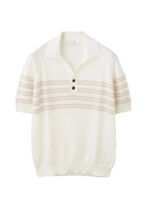 Cruciani striped waffle-knit polo shirt - Neutrals