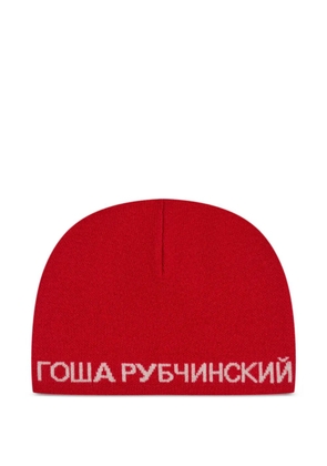 Gosha Rubchinskiy logo-knit beanie hat - Red