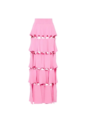 A.W.A.K.E. Mode knitted laser-cut maxi skirt - Pink