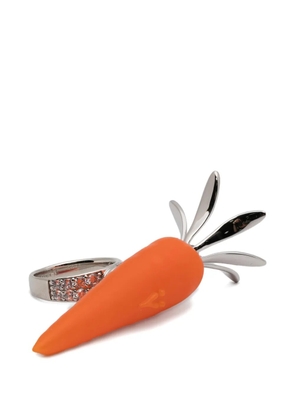 YVMIN carrot-motif crystal-embellished ring - Silver