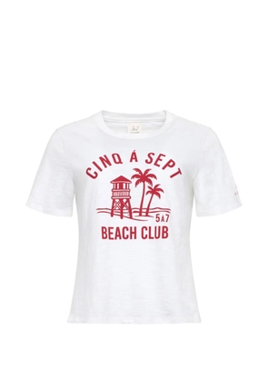 Cinq A Sept logo-print slub-texture T-shirt - White