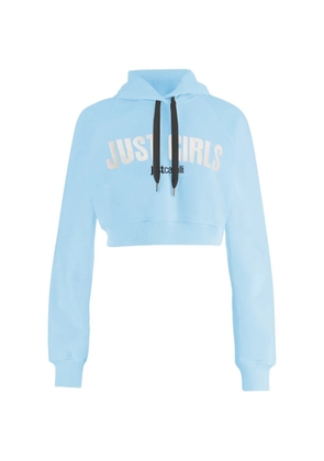 Just Cavalli logo-print cropped hoodie - Blue