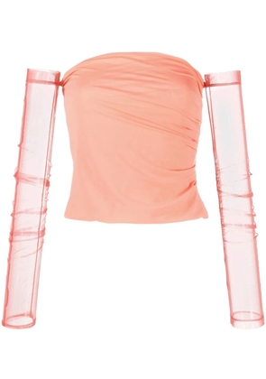 Helmut Lang sheer off-the-shoulder top - Pink