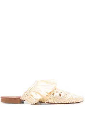 DE SIENA SHOES Grano woven-raffia mules - Neutrals