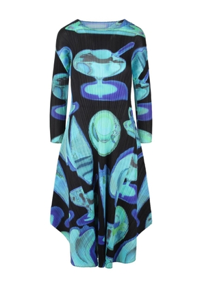 Pleats Please Issey Miyake abstract-print midi dress - Black