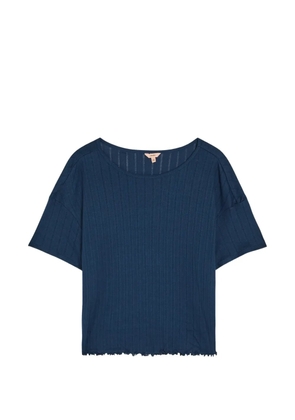 Eberjey pointelle-knit lettuce-trim T-shirt - Blue