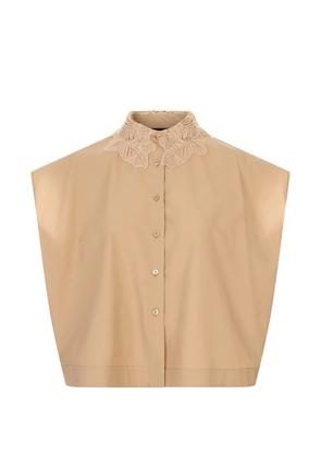 Fabiana Filippi lace-collar sleeveless blouse - Neutrals