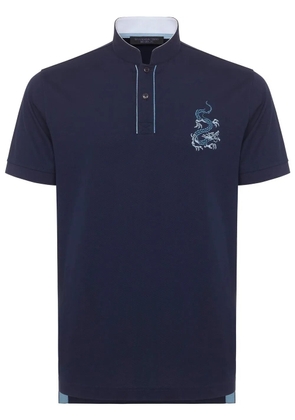 Shanghai Tang dragon-embroidery cotton polo shirt - Blue