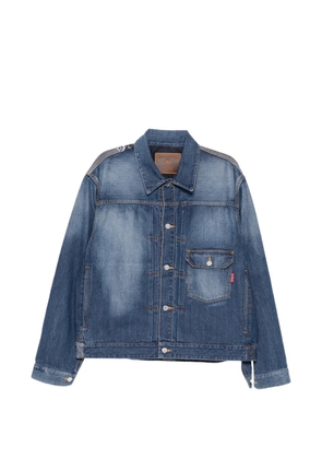 Mastermind World patchwork jacquarded denim jacket - Black