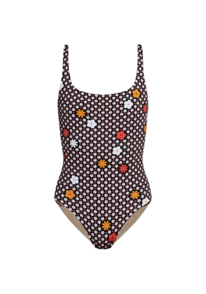 MM6 Maison Margiela floral-print swimsuit - Black