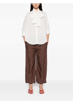 Manuel Ritz pussy-bow long-sleeve shirt - Brown