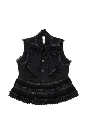 Noir Kei Ninomiya ruffled bow-detail blouse - Black