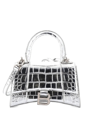 Balenciaga Pre-Owned Hourglass Top Handle Bag Crocodile Embossed Leather XS satchel - Silver