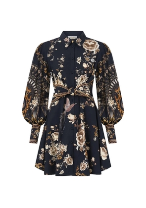 Camilla tie-waist floral shirt dress - Blue