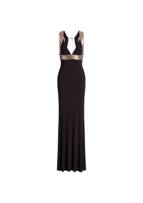 Alberta Ferretti sequin-embellished V-neck maxi dress - Brown