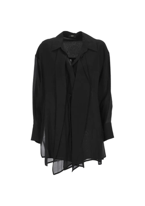 Eleh semi-sheer tie-fastening shirt - Black