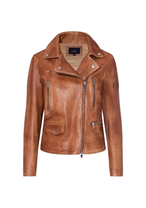 Peuterey asymmetric-zip leather jacket - Brown