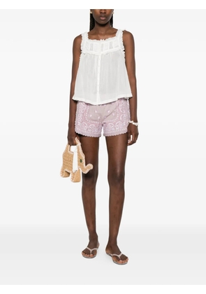 orsina bandana-print embroidered shorts - Purple
