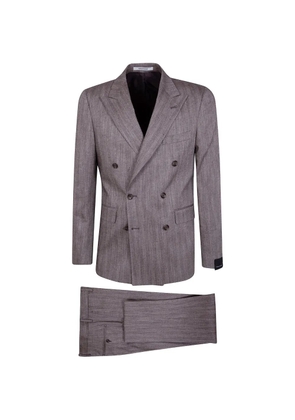 Tagliatore herringbone double-breasted suit - Brown