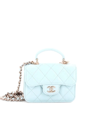 CHANEL Pre-Owned Top Handle Flap Coin Purse with Chain Quilted Lambskin crossbody bag - Blue
