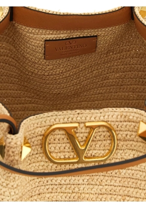 Valentino Garavani VLogo Signature stud-embellished tote bag - Neutrals