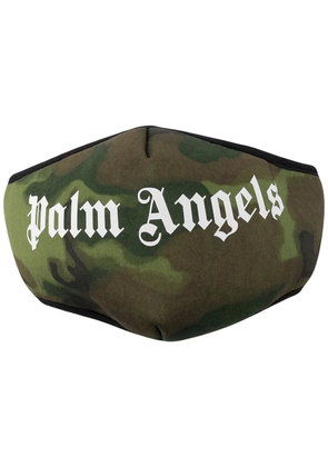 Palm Angels camouflage logo-print face mask - Green