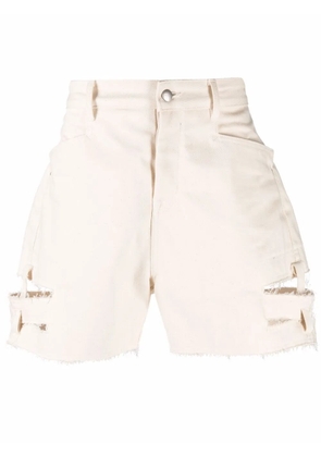 Rick Owens distressed cut-off shorts - Neutrals