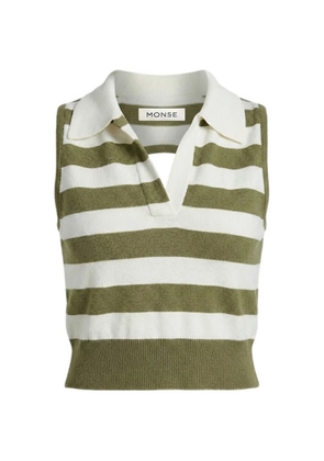 Monse polo-collar striped top - Green
