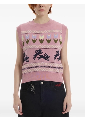 CARNE BOLLENTE Somebunny to Love intarsia-knit cotton sweater - Pink
