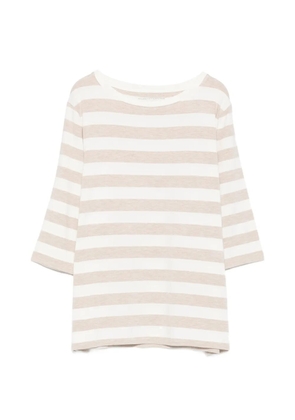 Majestic Filatures horizontal-stripe three-quarter-sleeve T-shirt - White