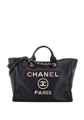 CHANEL Pre-Owned Deauville Calfskin with Enamel Logo Medium tote bag - Black