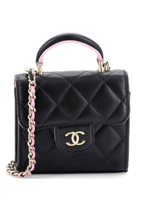 CHANEL Pre-Owned Square Classic Flap Top Handle Clutch with Chain Quilted Lambskin crossbody bag - Black