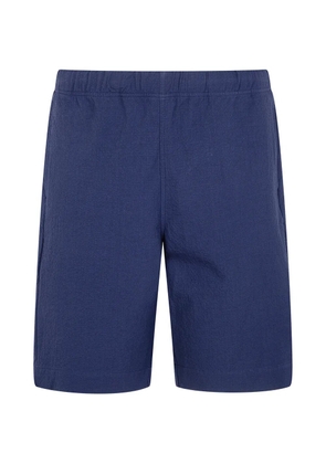 PS Paul Smith logo-patch seersucker shorts - Blue